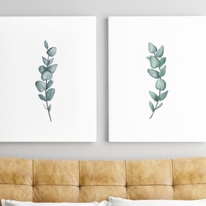 Set of 2 prints, Eucalyptus Print, Botanical Print, Printable Art, Wall Art, Minimalist Print, Leaf Print, Bedroom Decor, Rustic Wall Decor image 2