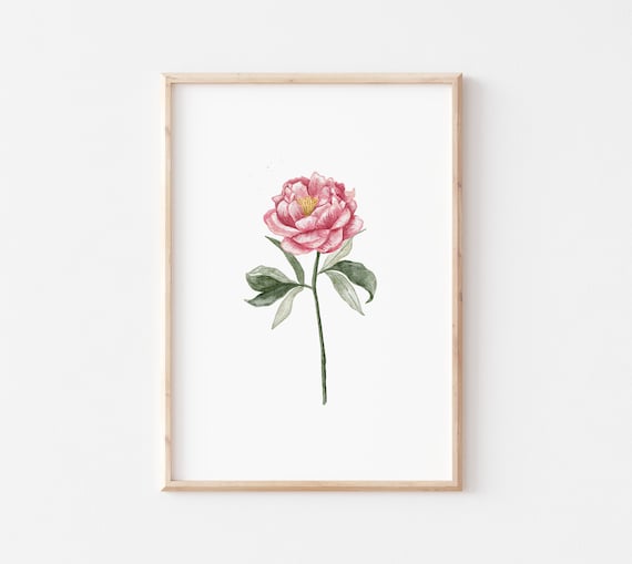 Peony Printable Wall Art, Spring Flower Print, Spring Watercolour Painting, Valentines Day Art, Easter Printable Art, girls nursery