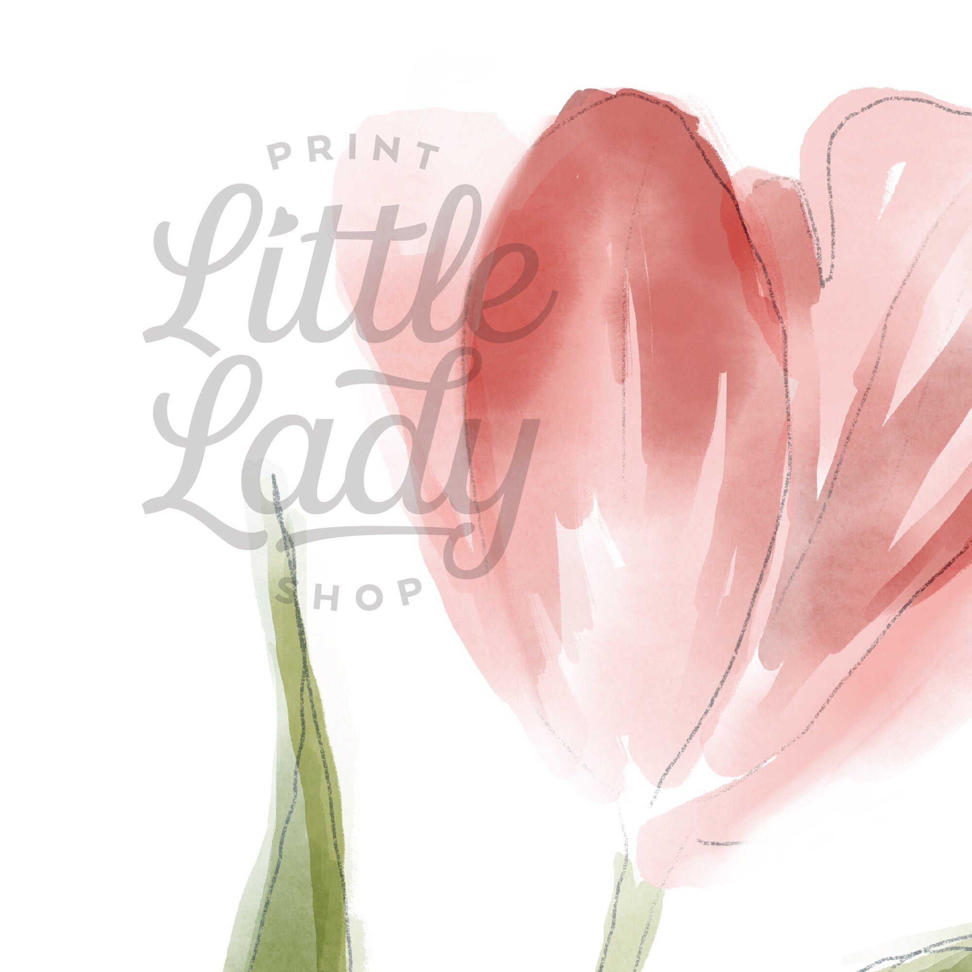 Blush Pink Tulip Watercolor Print Spring Printable Wall Art - Etsy