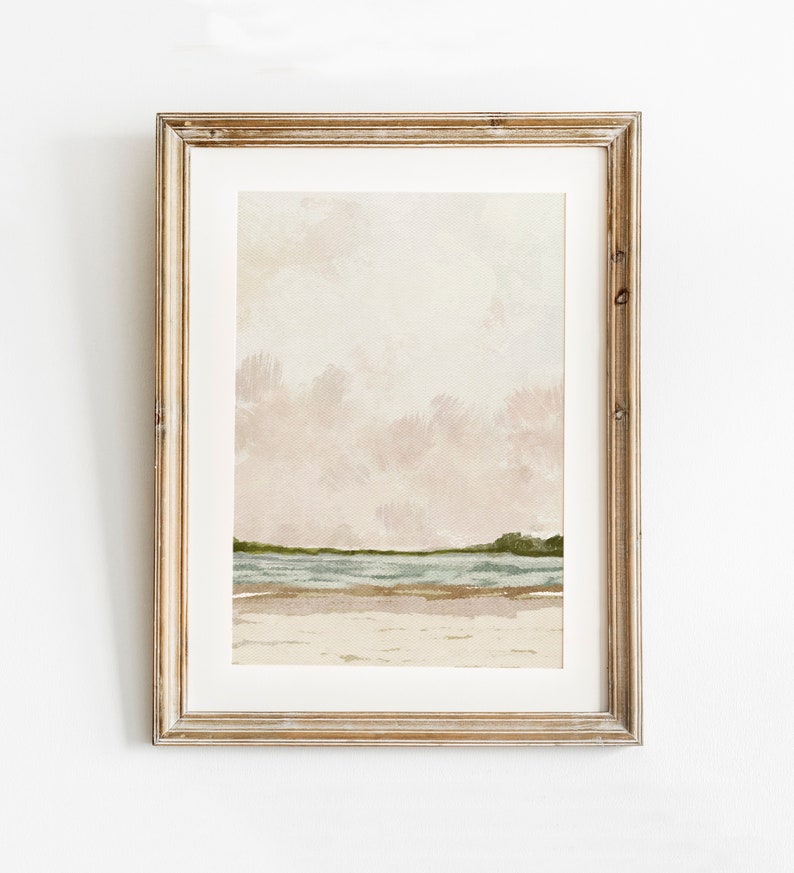 Beach Print, Neutral Landscape Print, Printable Wall Art, Coastal Print, Ocean Print, Summer Print, Lake Poster, Seascape Oil Painting image 4