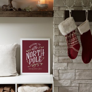North Pole Print, Vintage Christmas Printable Wall Art, Christmas Print ...