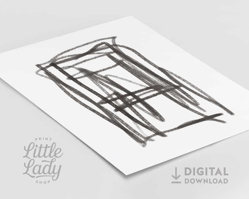 May include: Black and white abstract line art print. The lines are thick and bold, creating a sense of movement and energy.