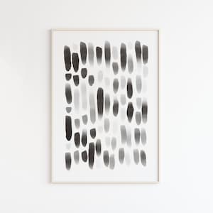 Black Abstract Printable Art, Black Brush stroke print, Watercolor abstract painting, Abstract wall art, large wall decor, Minimalist Poster