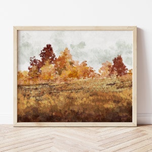 Autumn Landscape Print, Fall Landscape Printable Wall Art, Fall Wall Art, Autumn Vintage Style Oil Painting, Country Farmhouse Print