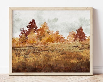 Autumn Landscape Print, Fall Landscape Printable Wall Art, Fall Wall Art, Autumn Vintage Style Oil Painting, Country Farmhouse Print