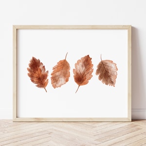 Fall Leaves Printable Art, Fall decor, Fall Print, Rustic Print, Brown Fall Watercolour painting, Fall Wall art, Autumn Print, Fall Sign