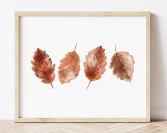 Fall Leaves Printable Art, Fall decor, Fall Print, Rustic Print, Brown Fall Watercolour painting, Fall Wall art, Autumn Print, Fall Sign