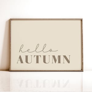 Hallo Herbst Druck Neutral Herbst Dekor, druckbare Wandkunst, Minimal Beige Thanksgiving Poster, digitaler Download Halloween Dekoration
