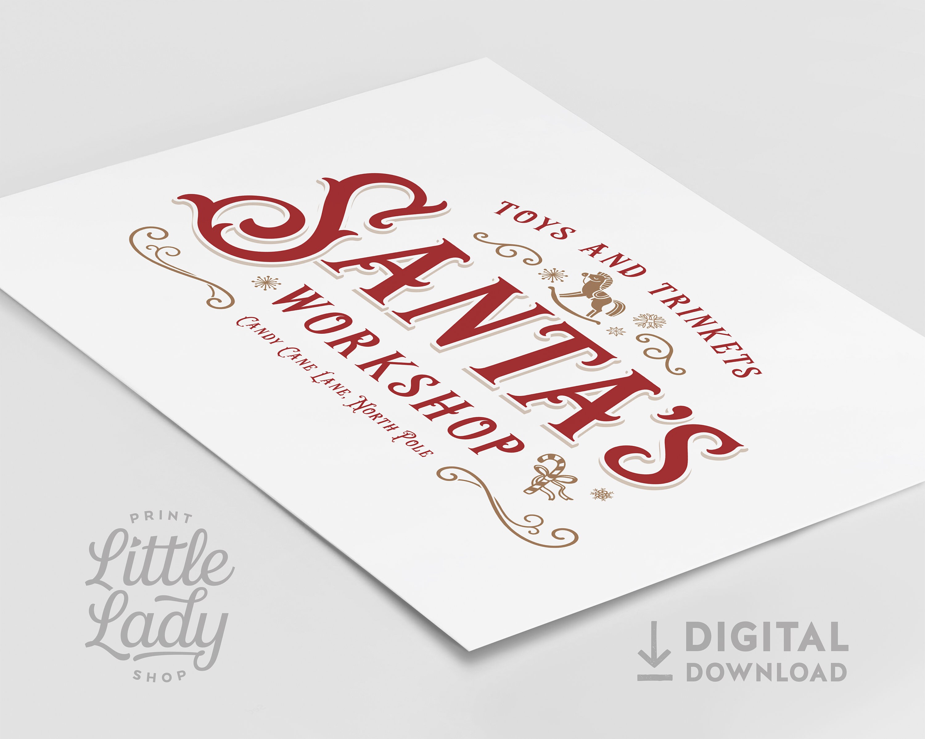 Red Christmas Print Santa's Print Holiday Etsy UK