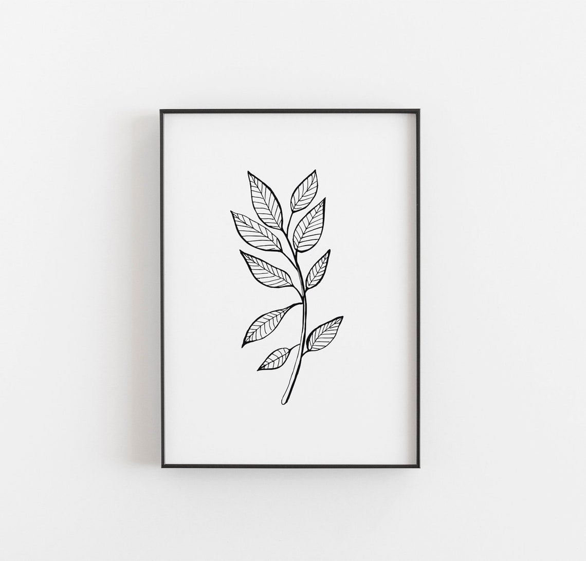 Minimalist Botanical Line Art Print, Black and White (digital Download ...