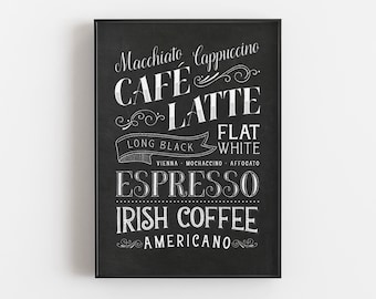Kitchen Print, Coffee Print, Kitchen Printable art, Coffee Poster, Kitchen wall art, Coffee lover gift, Chalkboard Typography, Kitchen Decor