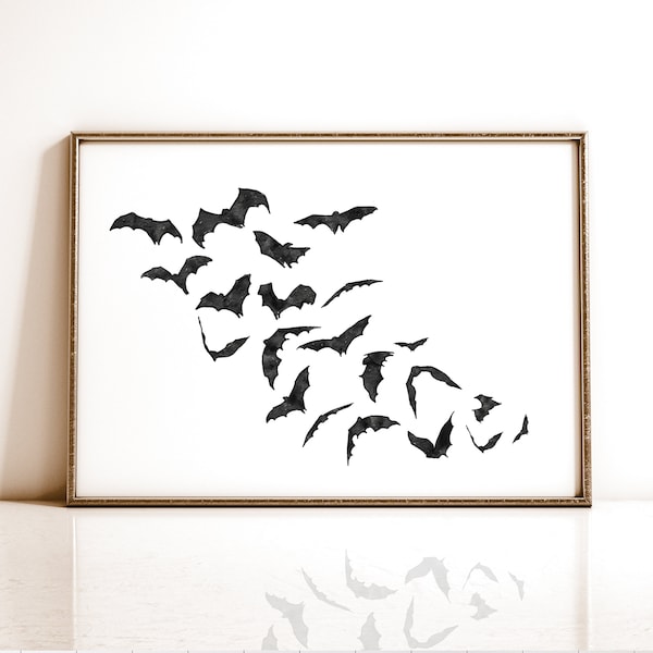 Flying Bat Printable Wall Art, Halloween Print, Halloween wall decor, Halloween Decoration, Halloween Poster, Halloween Sign, large download