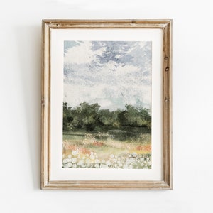 Summer Landscape Print, Printable Wall Art, Vintage Style Landscape Print, Spring Flower Field Art, Large Wall Decor, Landscape Oil Painting
