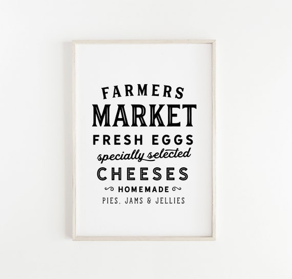 Kitchen Decor, Kitchen Printable Wall Art, Farmers Market Sign, Farmhouse Art Print, Kitchen Wall Art, Instant Download, Printable Art