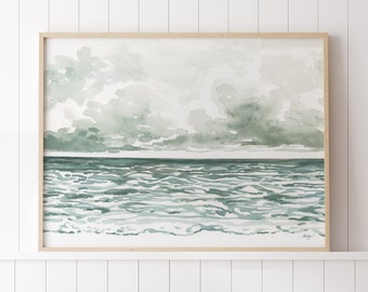 Ocean Print, Beach Print, Printable Wall Art, Coastal Wall Decor, Tropical Watercolour Painting, Seascape Digital Download