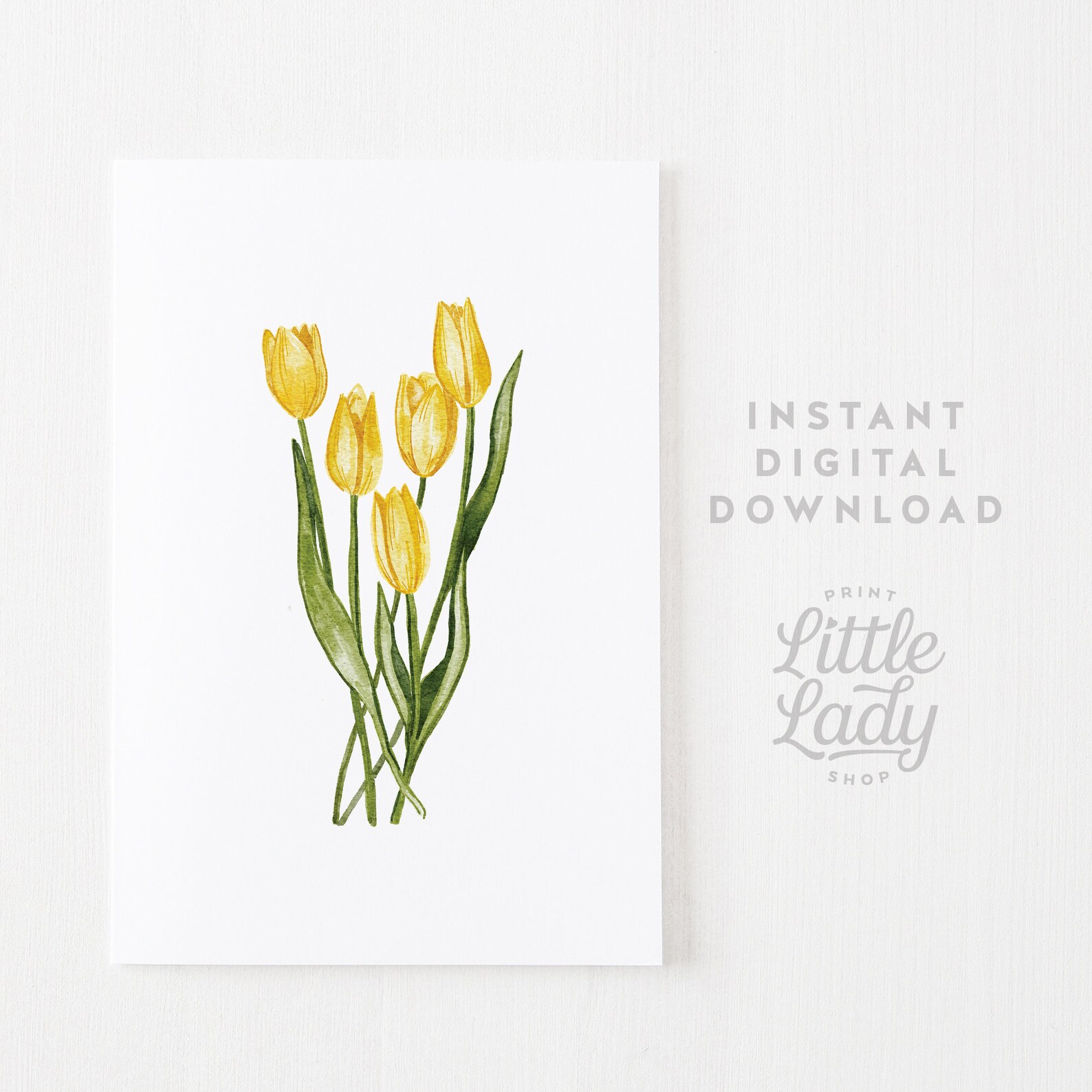 Yellow Tulip Print Tulip Printable Wall Art Spring Wall Art - Etsy