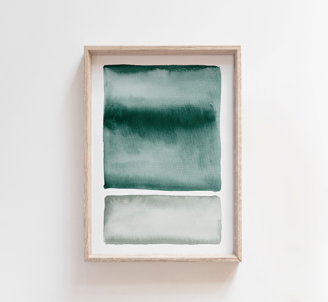 Emerald Green Wall Art, Abstract Painting, Watercolor Art Print ...
