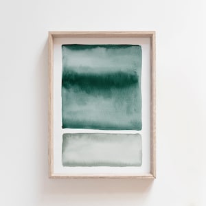 Emerald Green Wall Art, Abstract Painting, Watercolor Art Print, Printable Digital Download, Modern Minimalist, Large Wall Art, Green Decor