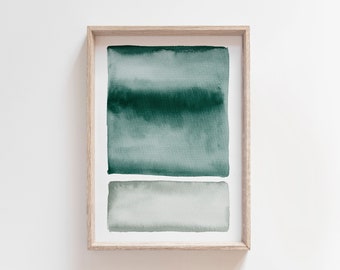 Emerald Green Wall Art, Abstract Painting, Watercolor Art Print, Printable Digital Download, Modern Minimalist, Large Wall Art, Green Decor