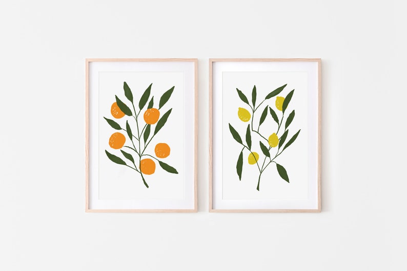 Lemon Branch Boho Printable, Lemon tree Print, Kitchen Wall Decor, Kitchen Wall Art, Lemon Printable Art, Fruit Poster, Botanical Print image 5