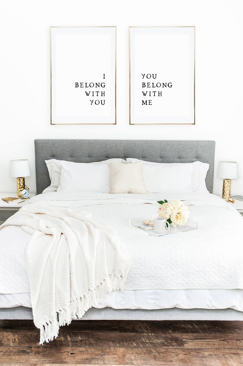 Set of 2 prints-Rustic Decor-Wedding Gift-Bedroom Decor-Printable Art-I belong With you-You belong with me-Minimalist Print Rustic Wall Art image 3