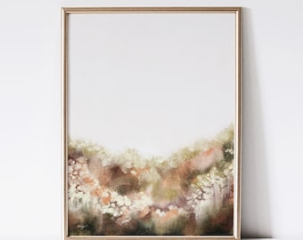 Abstract flower Painting, Printable Wall Art, Country Summer Print, Floral Garden Wall Decor, Muted Wildflower Meadow Poster