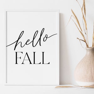 Hello Fall Wall Art, Fall Printables, Farmhouse style decor, country decor, Fall print download, Fall Decor, Fall signs, Modern Fall Print image 2