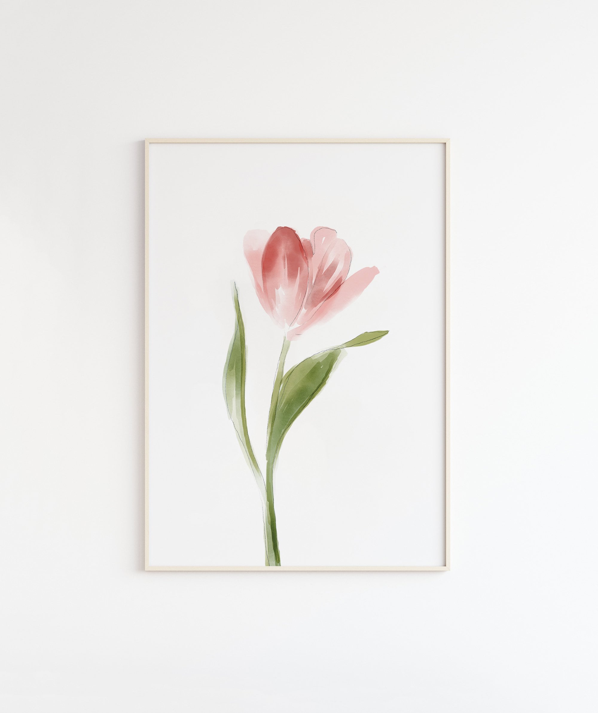 Blush Pink Tulip Watercolor Print Spring Printable Wall Art - Etsy