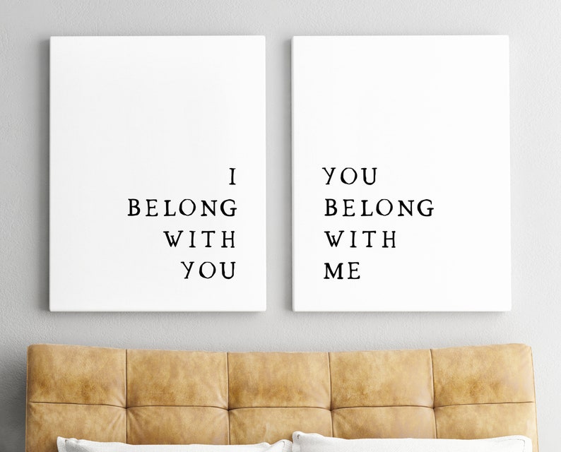 Set of 2 prints-Rustic Decor-Wedding Gift-Bedroom Decor-Printable Art-I belong With you-You belong with me-Minimalist Print Rustic Wall Art image 1