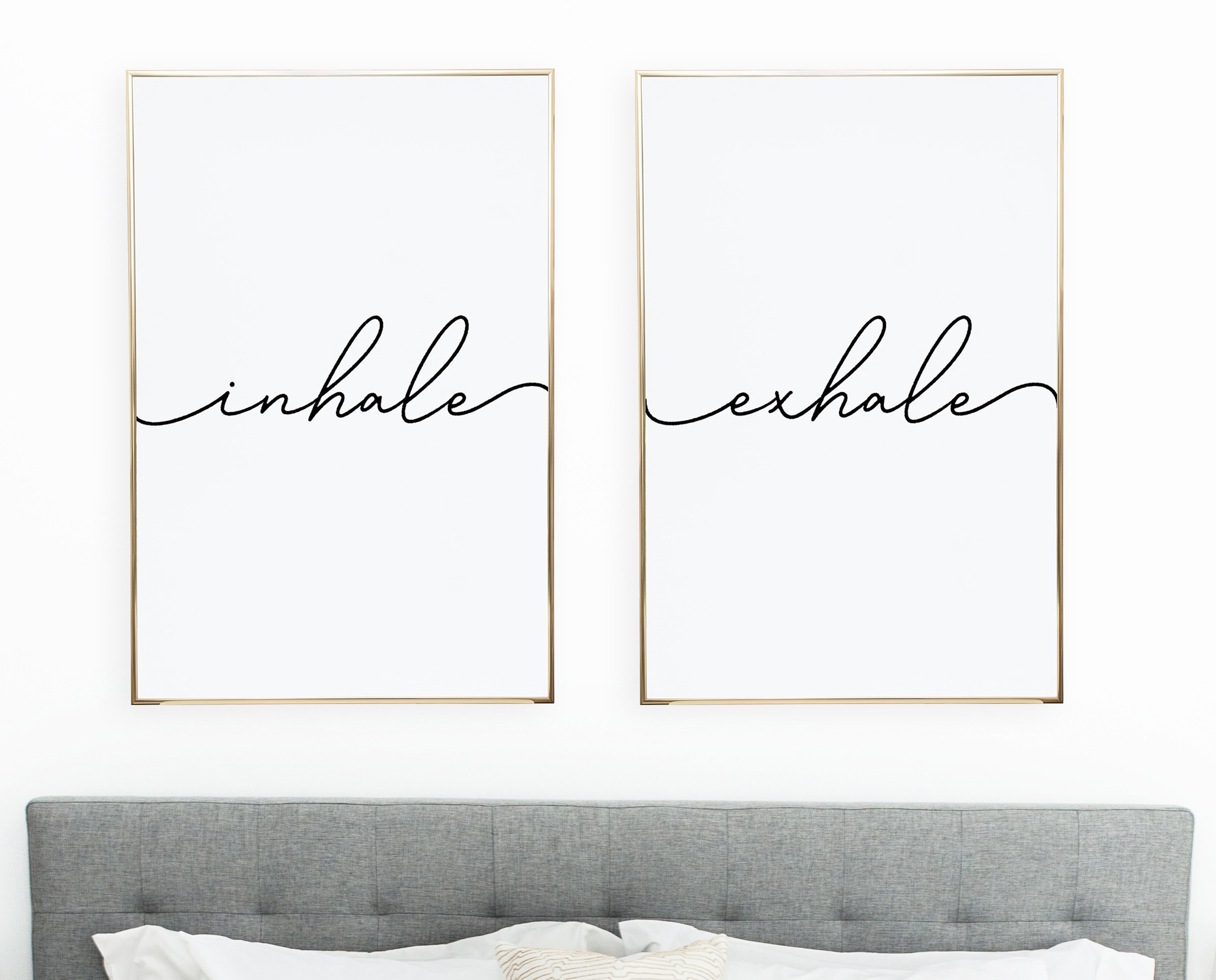 inhale exhale print, bedroom decor, bedroom wall art, inhale exhale p…