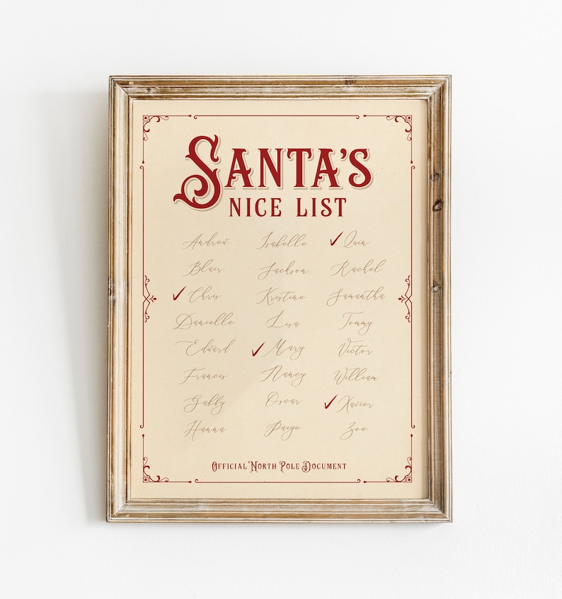 Custom Christmas Print, Santa's Nice List Printable Art, Kids ...