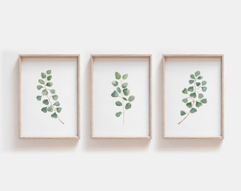 Set of 3 prints, Eucalyptus Print, Botanical Print, Printable Art, Wall Art, Minimalist Print, Leaf Print, Bedroom Decor, Rustic Wall Decor