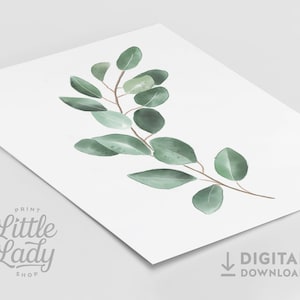 Eucalyptus Print, Botanical Print, Printable Wall Art, Eucalyptus Watercolor, Minimalist Print, Leaf Print, Botanical Wall Decor image 2