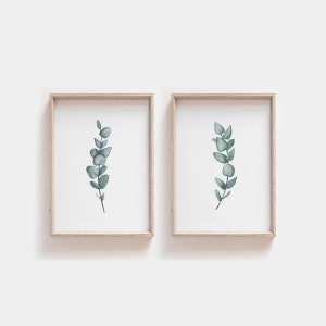 Set of 2 prints, Eucalyptus Print, Botanical Print, Printable Art, Wall Art, Minimalist Print, Leaf Print, Bedroom Decor, Rustic Wall Decor image 3