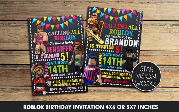 Roblox Birthday Invitation Roblox Invitation Roblox Party Roblox Printables Roblox Birthday Party 4x6 5x7 You Print - roblox book etsy
