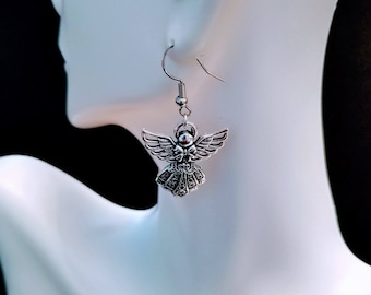 Guardian Angel Wing Earrings, Angel Earrings, Silver Angel Earrings, Sparkle Angel Earrings, Popular Earrings, Stocking Stuffer for Woman