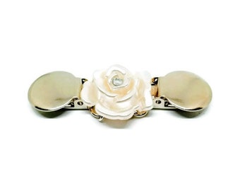 Broche para vestido White Rose, broche para cárdigan hecho a mano