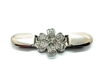 Clip in Form einer Blume, Strassstein, Handgemachte Pullover Cinch