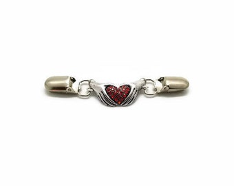 Rote Herz Cinch Clip, Pullover Clip, Kleid Cinch Clip, Kleid Clip, Kleidung Clip, handgemachter Schmuck, Cardigan Clip, Taille Cinch Clip
