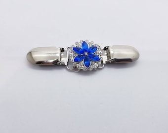 Blaue Blume Pullover Clip, Kleid Cinch Clip, handgemachter Schmuck