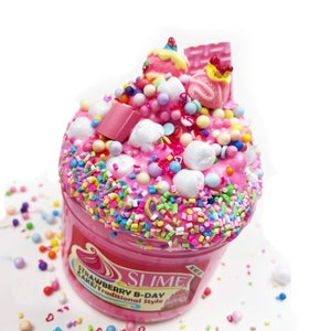 Strawberry Birthday Cake Slime with Charm (Scented) - SLIME