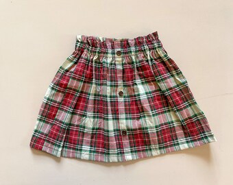 RTS Plaid Harper Skirt  / baby girl paper bag waist skirt / infant, toddler clothes, girls clothes, boy outfit / Halloween