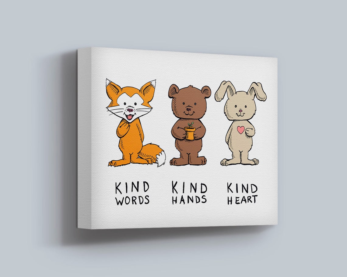 Kind Words Kind Hands Kind Heart Gallery Wrap Canvas Art Print Etsy