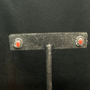Vintage Old Pawn Sterling Silver and Red Coral Earrings