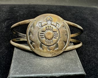 Sterling Silver Tortoise Bracelet Cuff MARKED SIZE 6 3/4