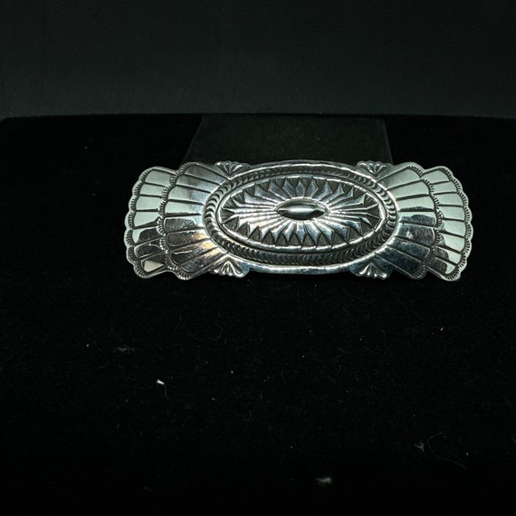Navajo Stamped Sterling Silver Repousse Hair Barre