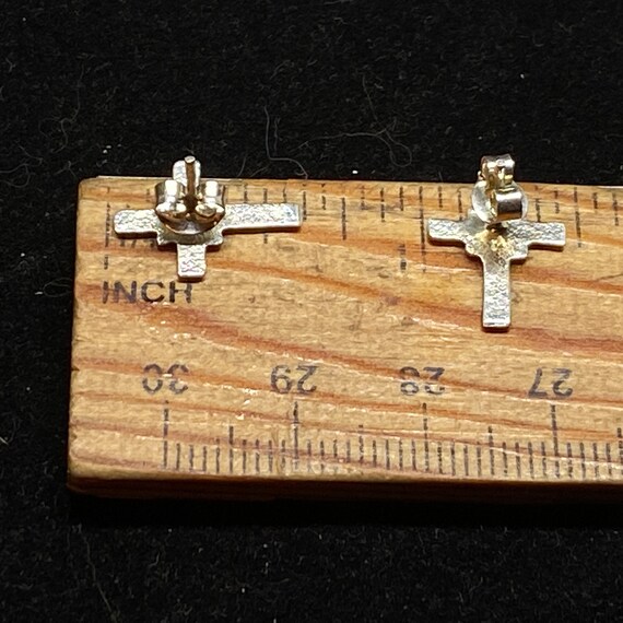 Vintage Old Pawn Sterling Silver Cross Earrings - image 5