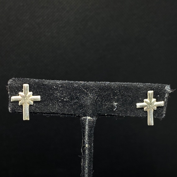 Vintage Old Pawn Sterling Silver Cross Earrings - image 1