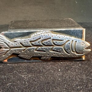 Navajo Sterlling Silber Overlay Forelle Geldspange MARKIERT