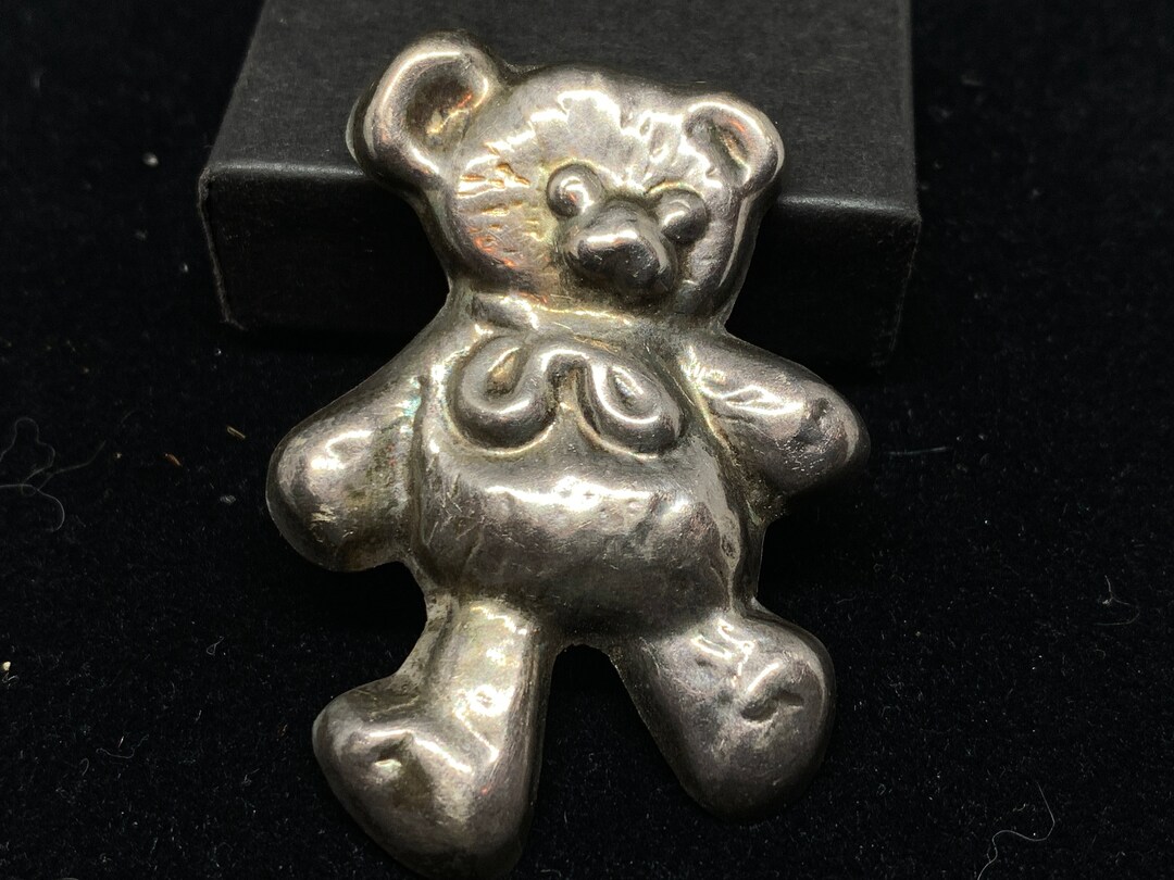 Vintage Mexican Taxco Sterling Silver Teddy Bear Brooch Pin Pendant ...